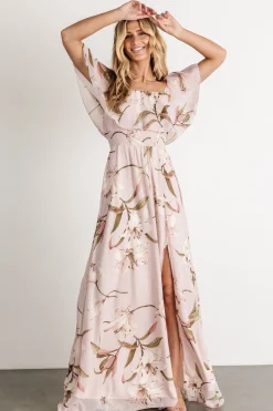Baltic Born Daphne Off Shoulder Maxi Dress | Mauve Floral