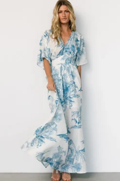 Baltic Born Dara Maxi Dress | Ivory + Blue Print