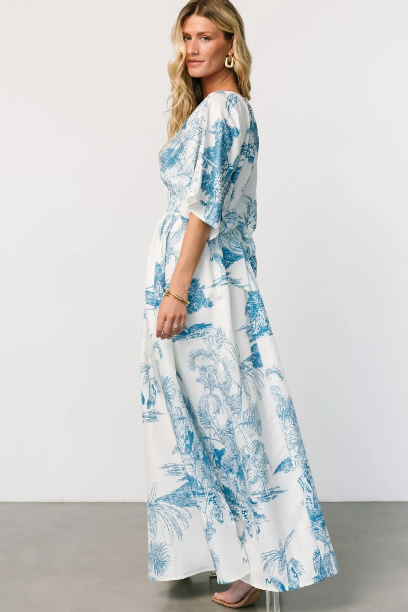 Baltic Born Dara Maxi Dress | Ivory + Blue Print
