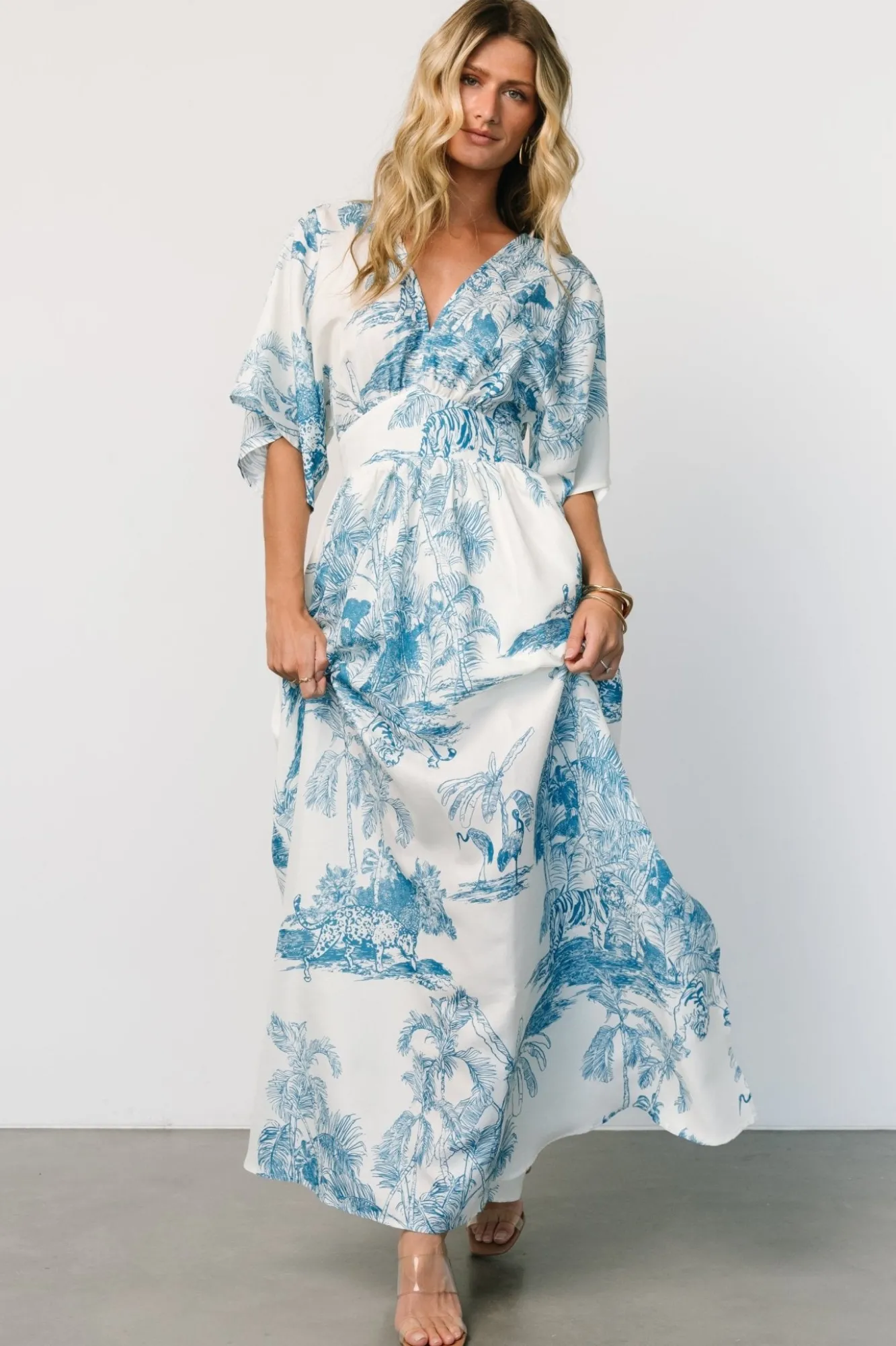 Baltic Born Dara Maxi Dress | Ivory + Blue Print