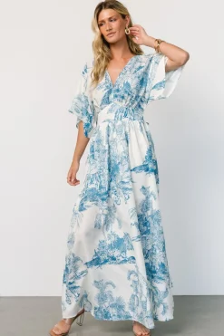 Baltic Born Dara Maxi Dress | Ivory + Blue Print