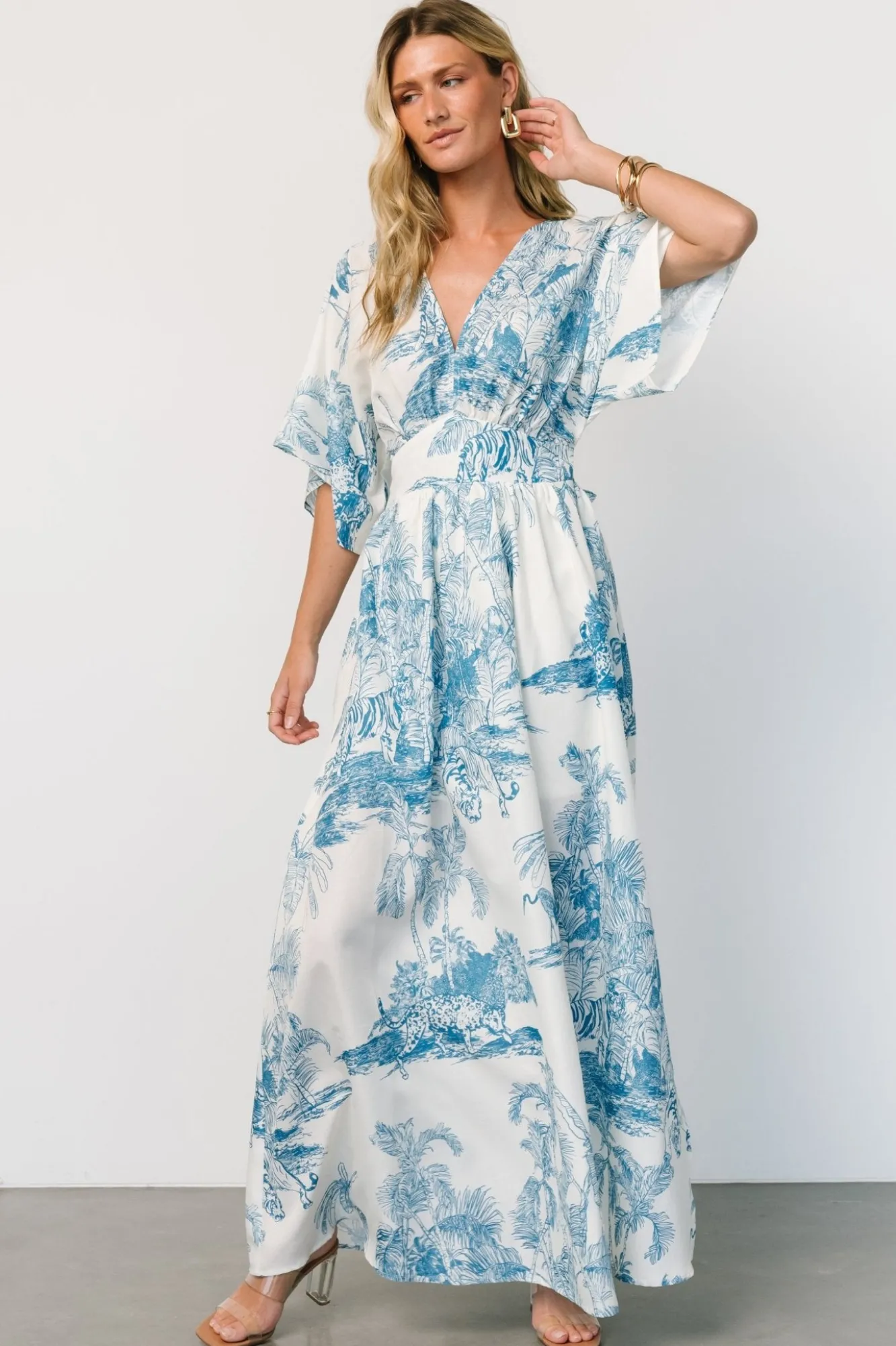 Baltic Born Dara Maxi Dress | Ivory + Blue Print