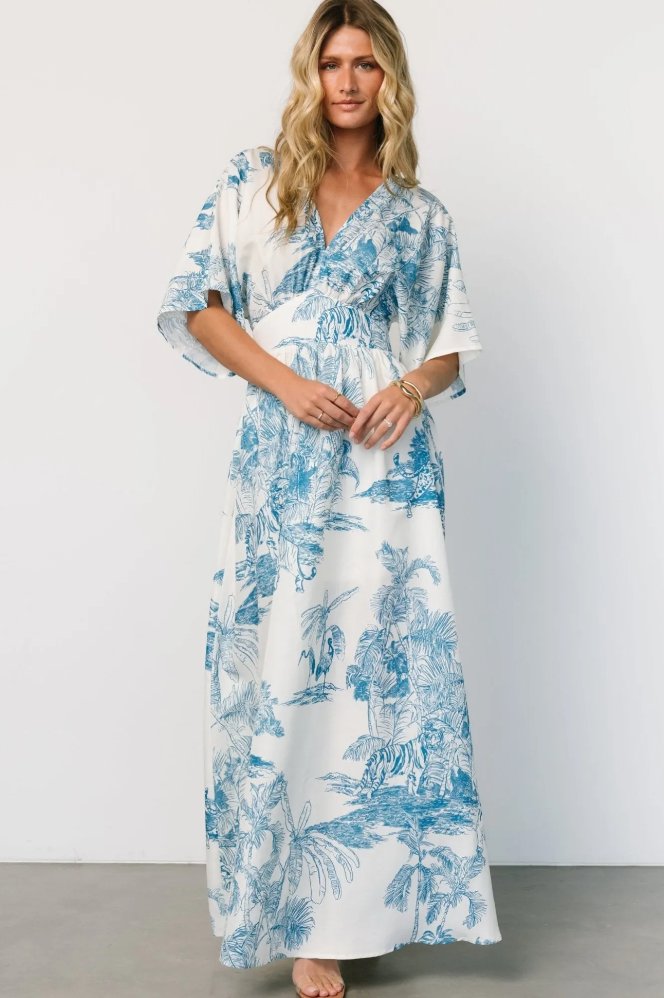 Baltic Born Dara Maxi Dress | Ivory + Blue Print