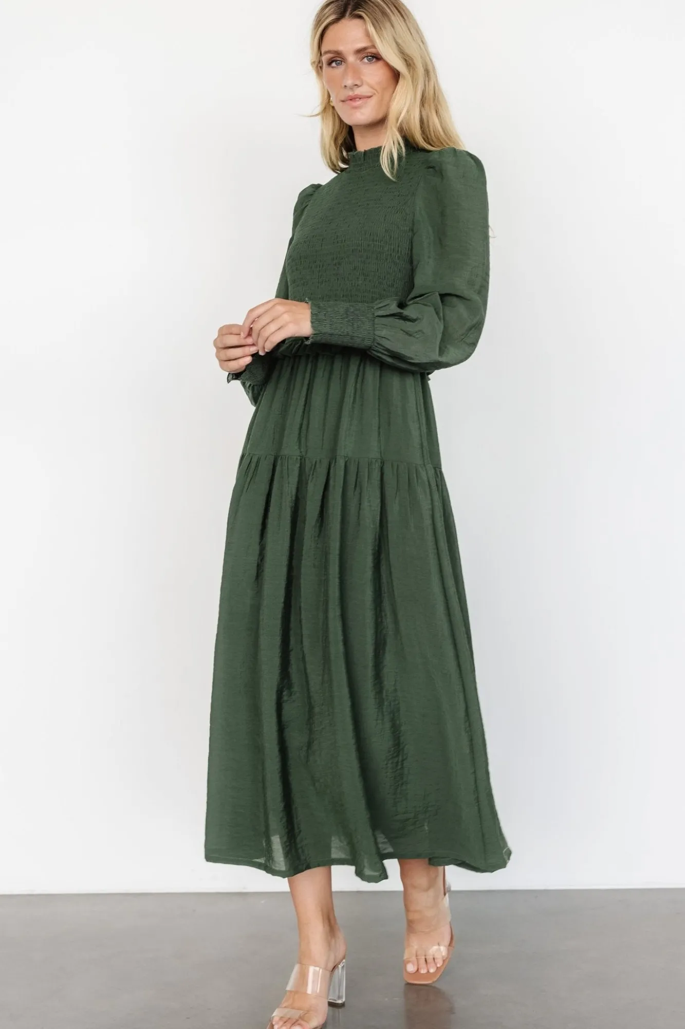 Baltic Born Daria Smocked Maxi Dress | Juniper Green