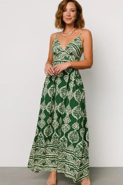 Baltic Born Davinah V Neck Maxi Dress | Green Print