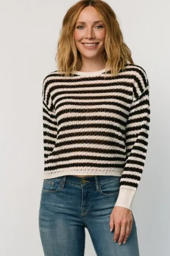 Baltic Born Dawn Open Knit Top | Black + Ivory