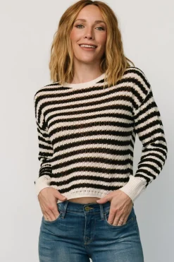 Baltic Born Dawn Open Knit Top | Black + Ivory