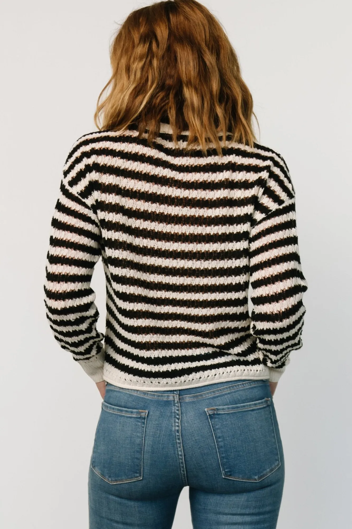 Baltic Born Dawn Open Knit Top | Black + Ivory