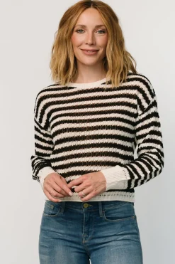 Baltic Born Dawn Open Knit Top | Black + Ivory