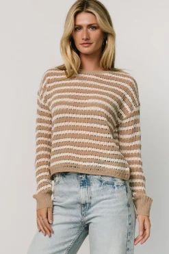 Baltic Born Dawn Open Knit Top | Taupe + Ivory