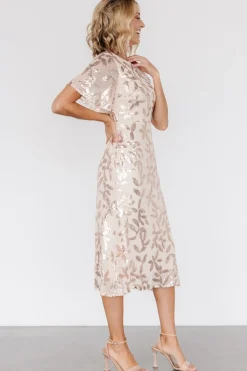 Baltic Born Deanna Sequin Midi Dress | Rose Gold