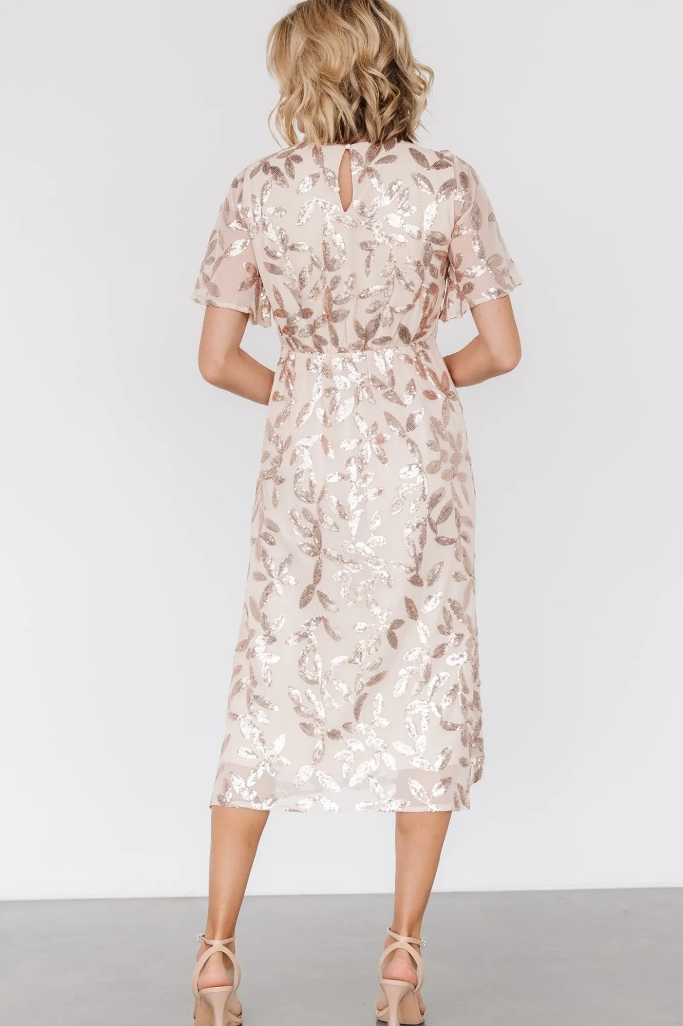 Baltic Born Deanna Sequin Midi Dress | Rose Gold