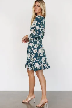 Baltic Born Declan Short Dress | Dark Green Floral