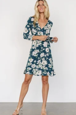 Baltic Born Declan Short Dress | Dark Green Floral