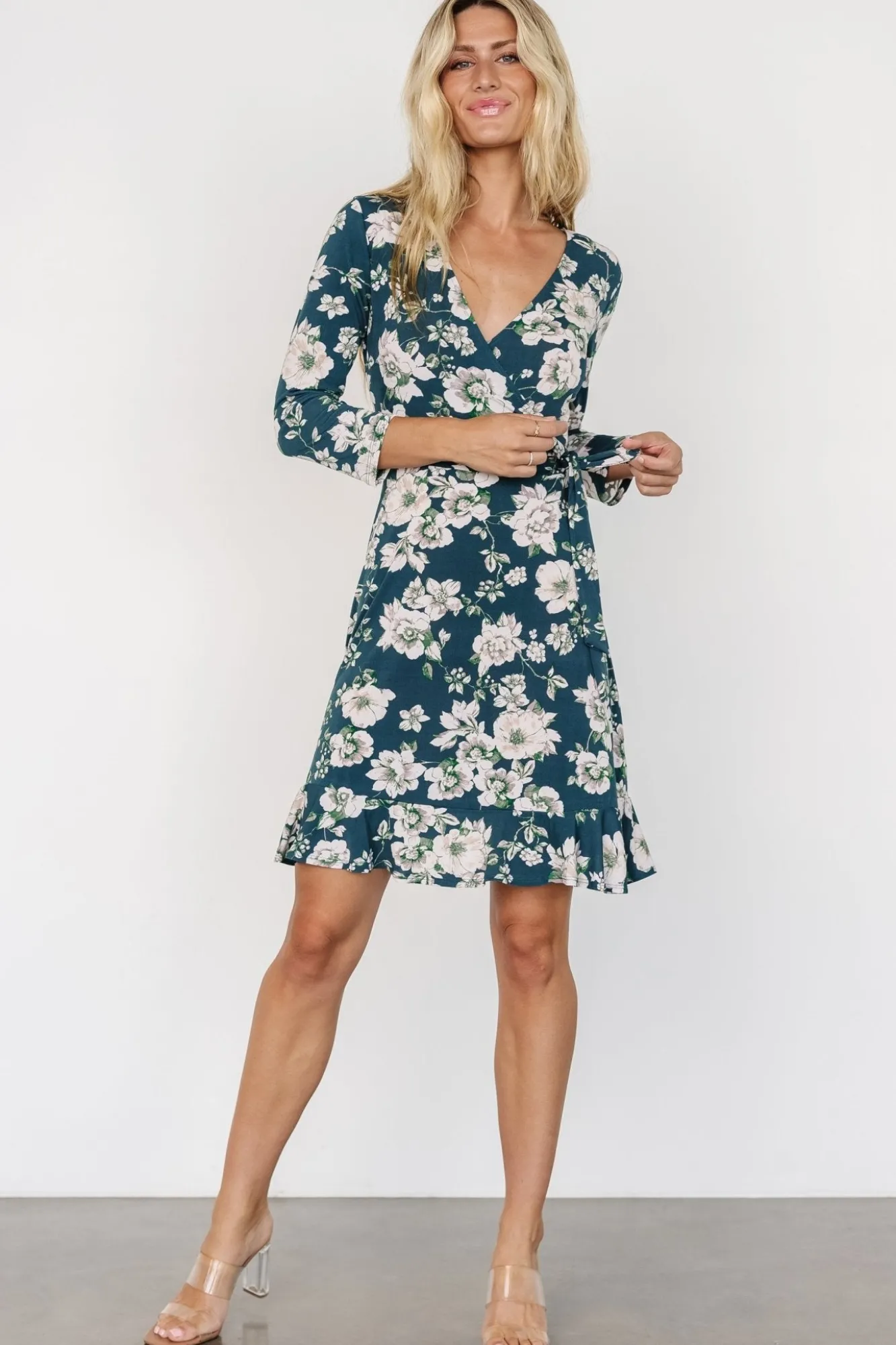 Baltic Born Declan Short Dress | Dark Green Floral