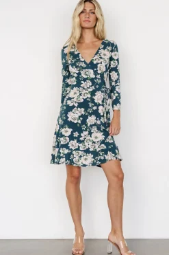 Baltic Born Declan Short Dress | Dark Green Floral