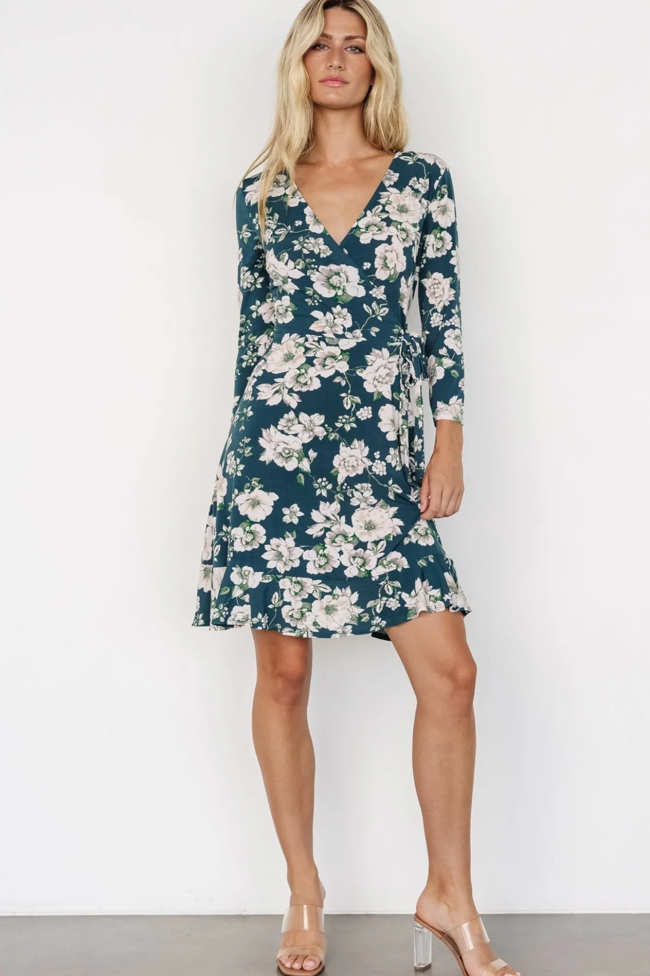 Baltic Born Declan Short Dress | Dark Green Floral