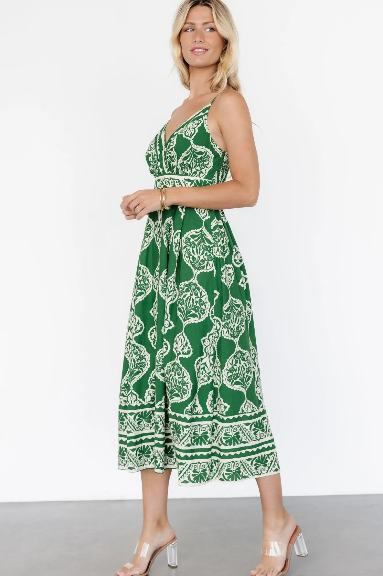 Baltic Born Delia Midi Dress | Green Print