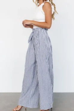 Baltic Born Delphi Wide Leg Pants | Navy Stripe