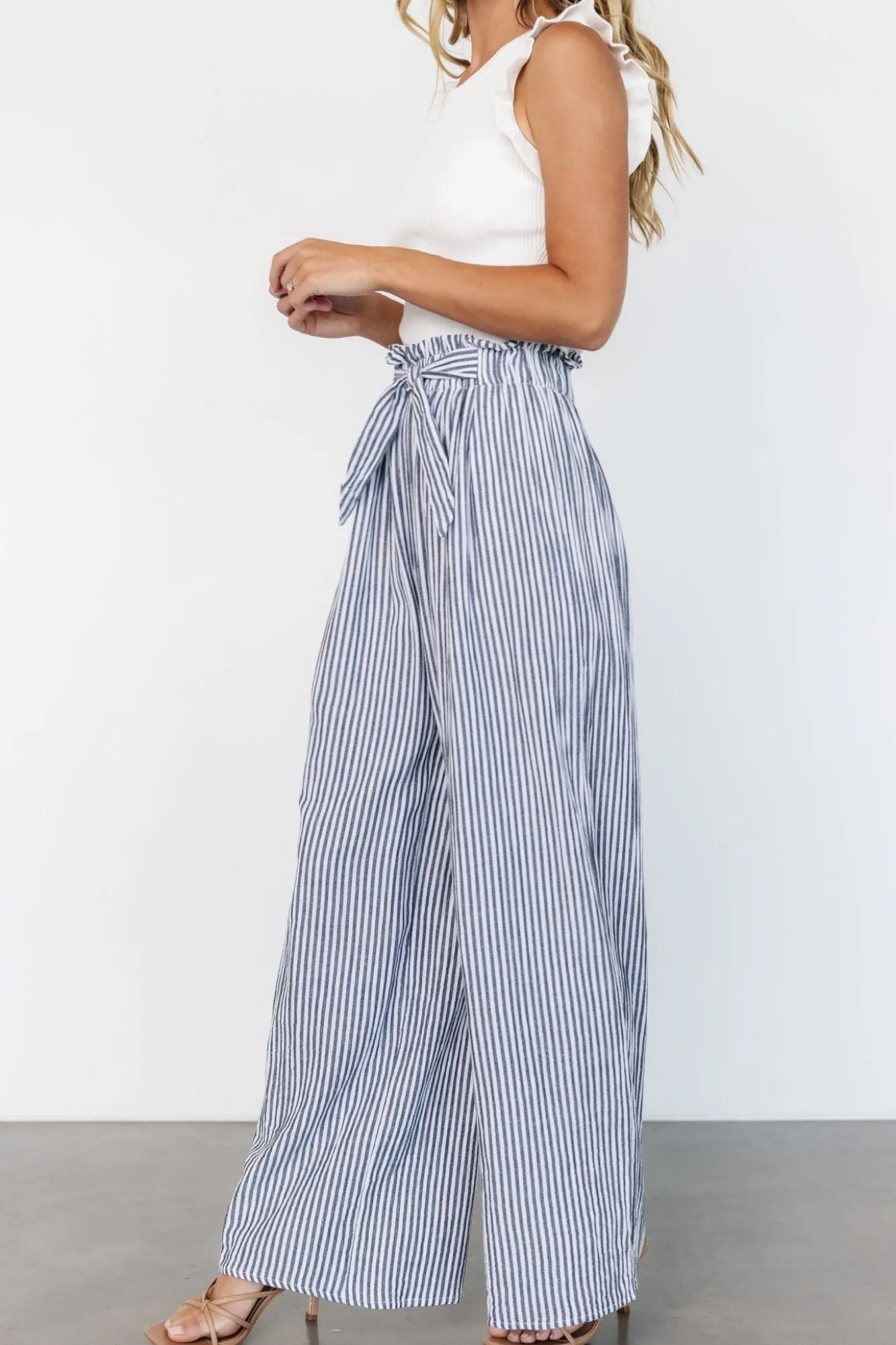Baltic Born Delphi Wide Leg Pants | Navy Stripe