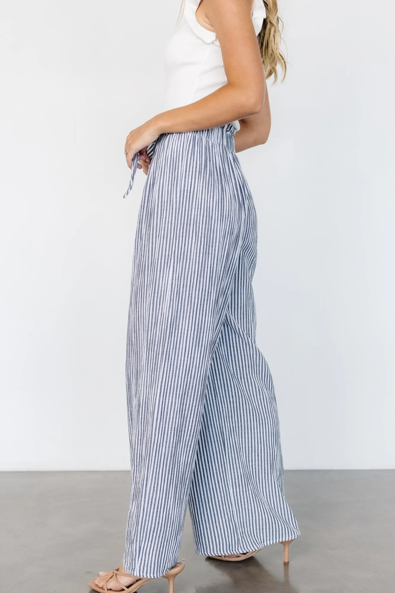 Baltic Born Delphi Wide Leg Pants | Navy Stripe