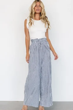 Baltic Born Delphi Wide Leg Pants | Navy Stripe