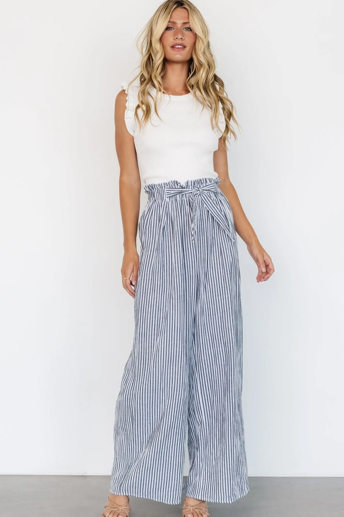 Baltic Born Delphi Wide Leg Pants | Navy Stripe