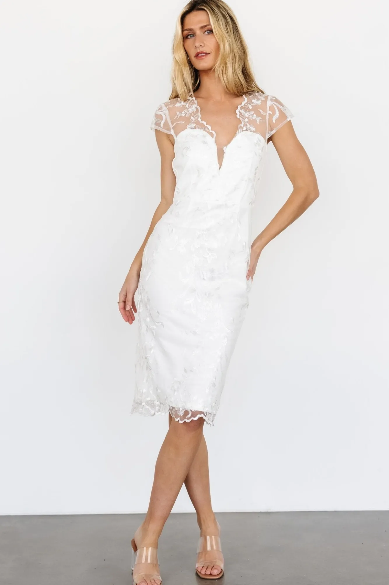 Baltic Born Delphine Applique Midi Dress | Off White