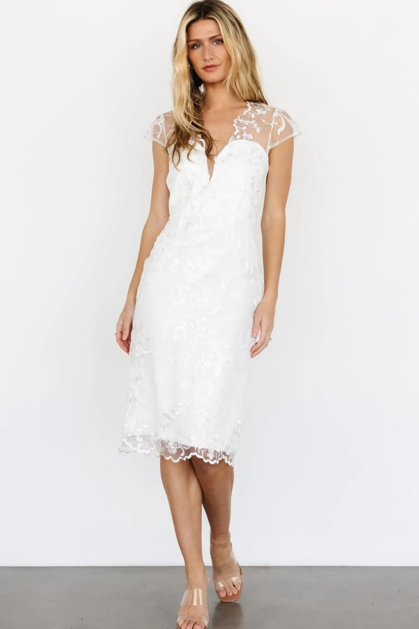Baltic Born Delphine Applique Midi Dress | Off White