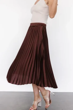 Baltic Born Demetria Pleated Midi Skirt | Dark Brown