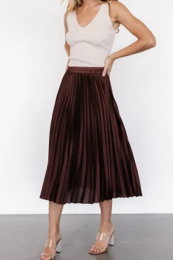 Baltic Born Demetria Pleated Midi Skirt | Dark Brown