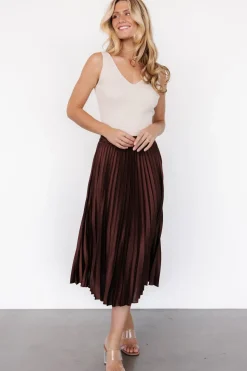 Baltic Born Demetria Pleated Midi Skirt | Dark Brown