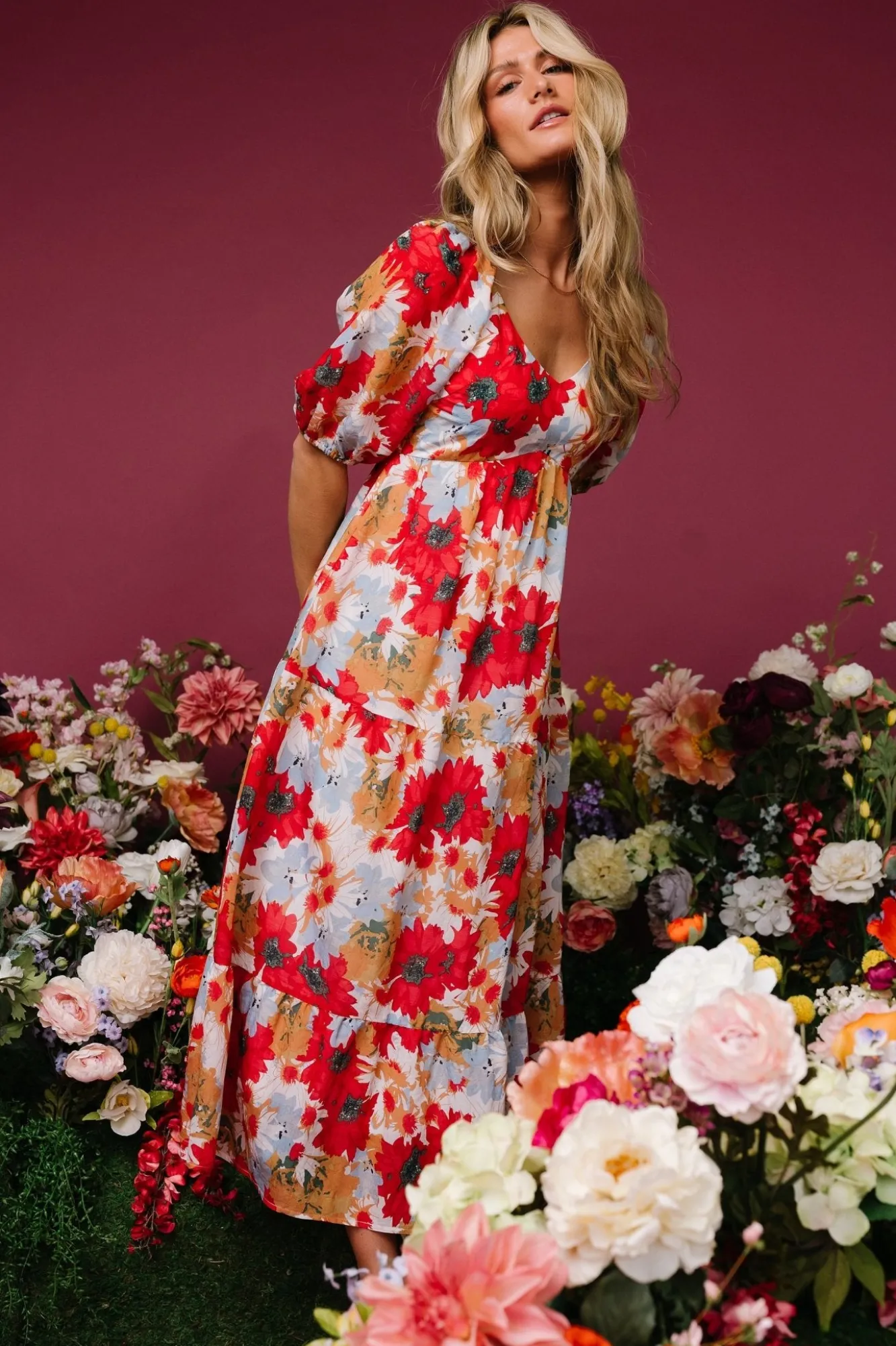 Baltic Born Denton Midi Dress | Red Multi