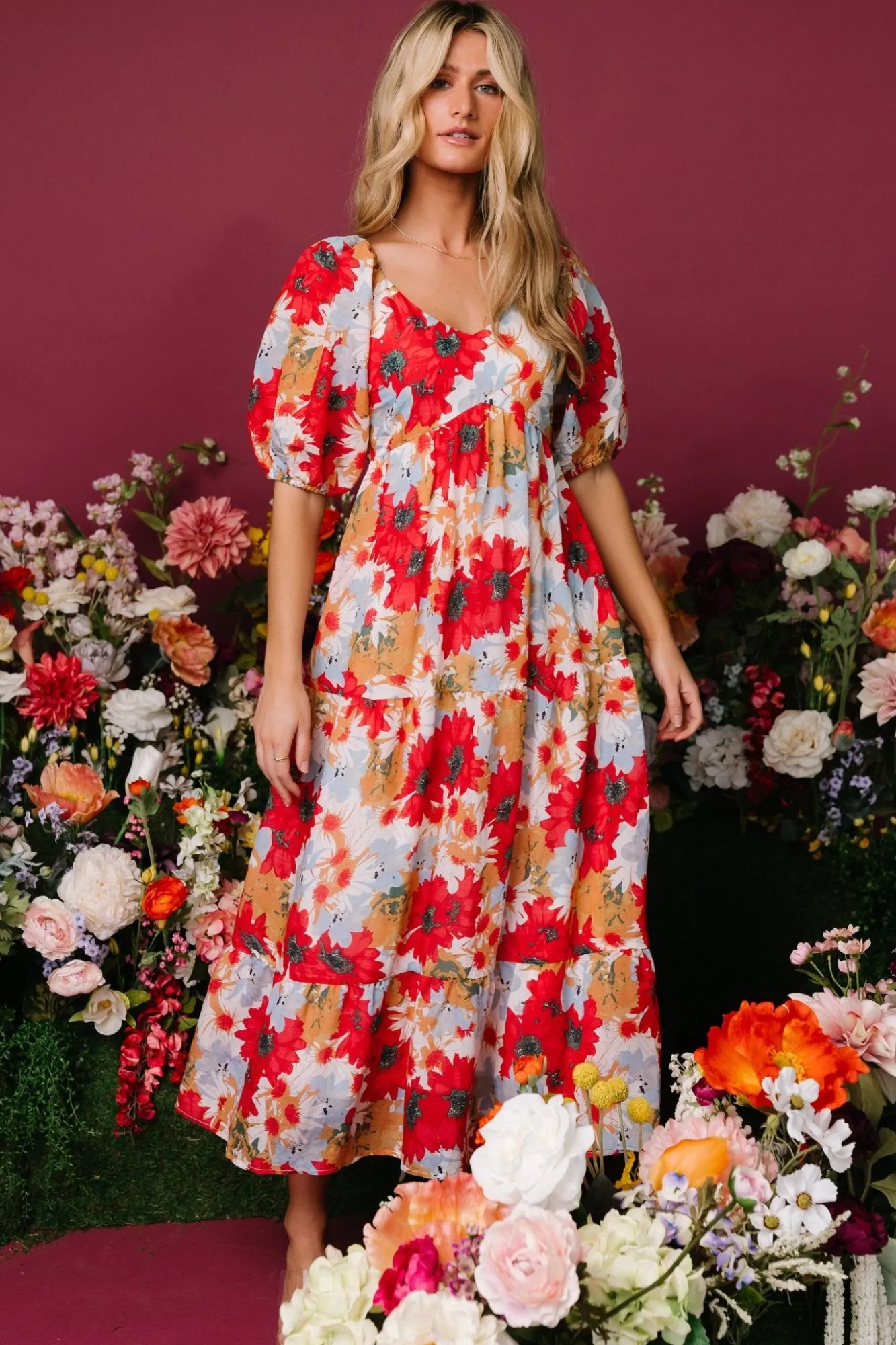 Baltic Born Denton Midi Dress | Red Multi