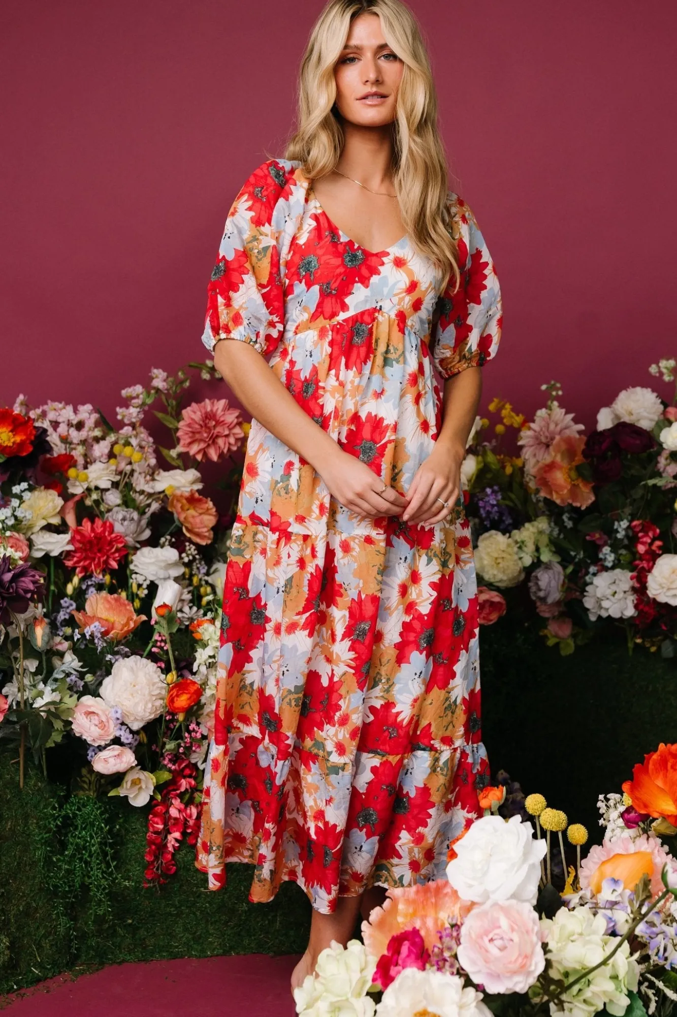 Baltic Born Denton Midi Dress | Red Multi