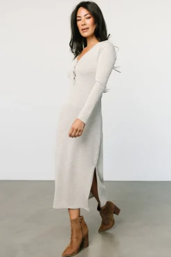 Baltic Born Denver Ribbed Midi Dress | Light Gray