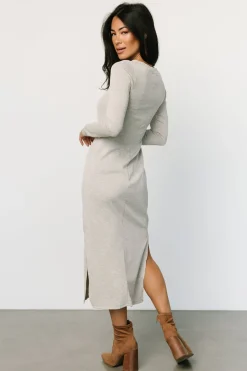 Baltic Born Denver Ribbed Midi Dress | Light Gray