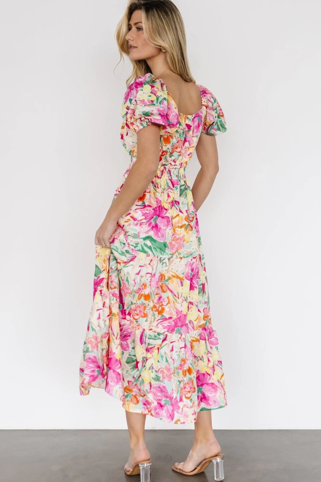 Baltic Born Denzel Puff Sleeve Midi Dress | Multi Floral