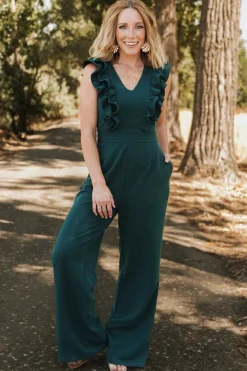 Baltic Born Descanso Ruffle Jumpsuit | Dark Green