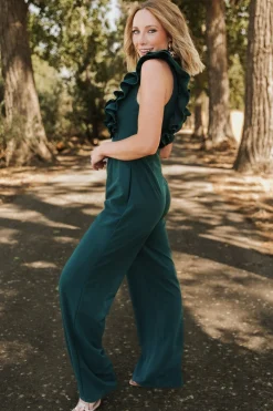 Baltic Born Descanso Ruffle Jumpsuit | Dark Green