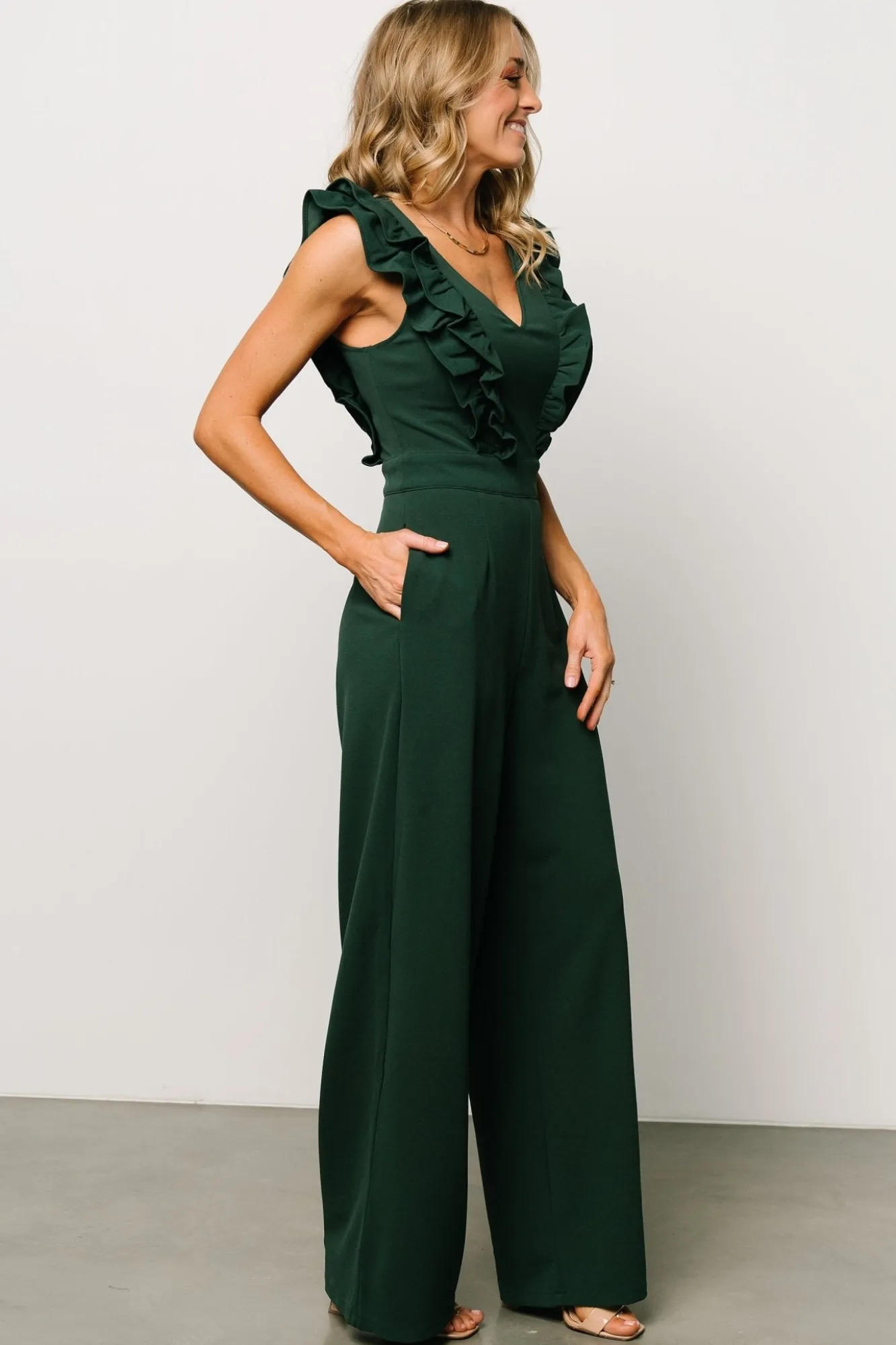 Baltic Born Descanso Ruffle Jumpsuit | Dark Green