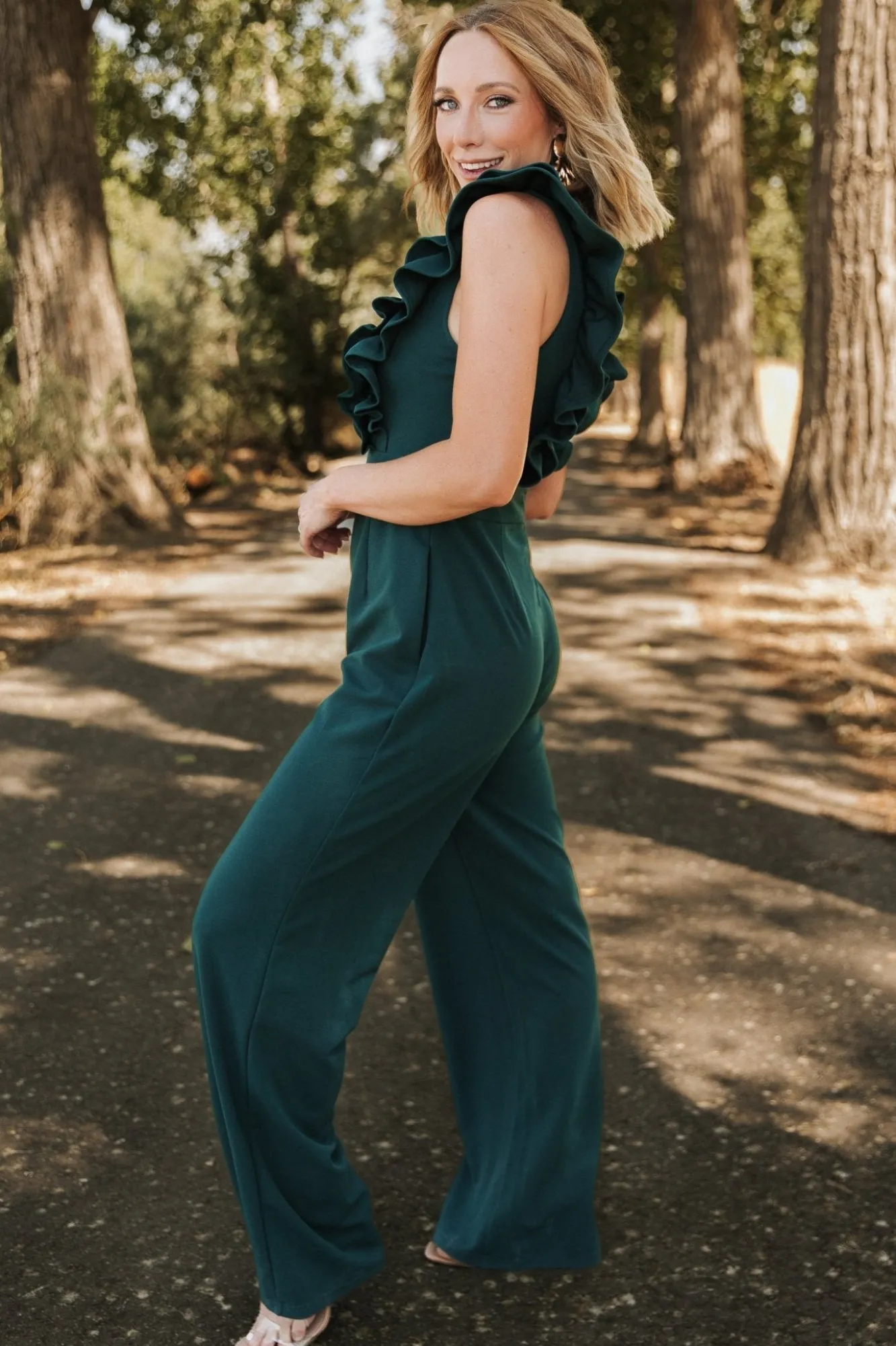 Baltic Born Descanso Ruffle Jumpsuit | Dark Green