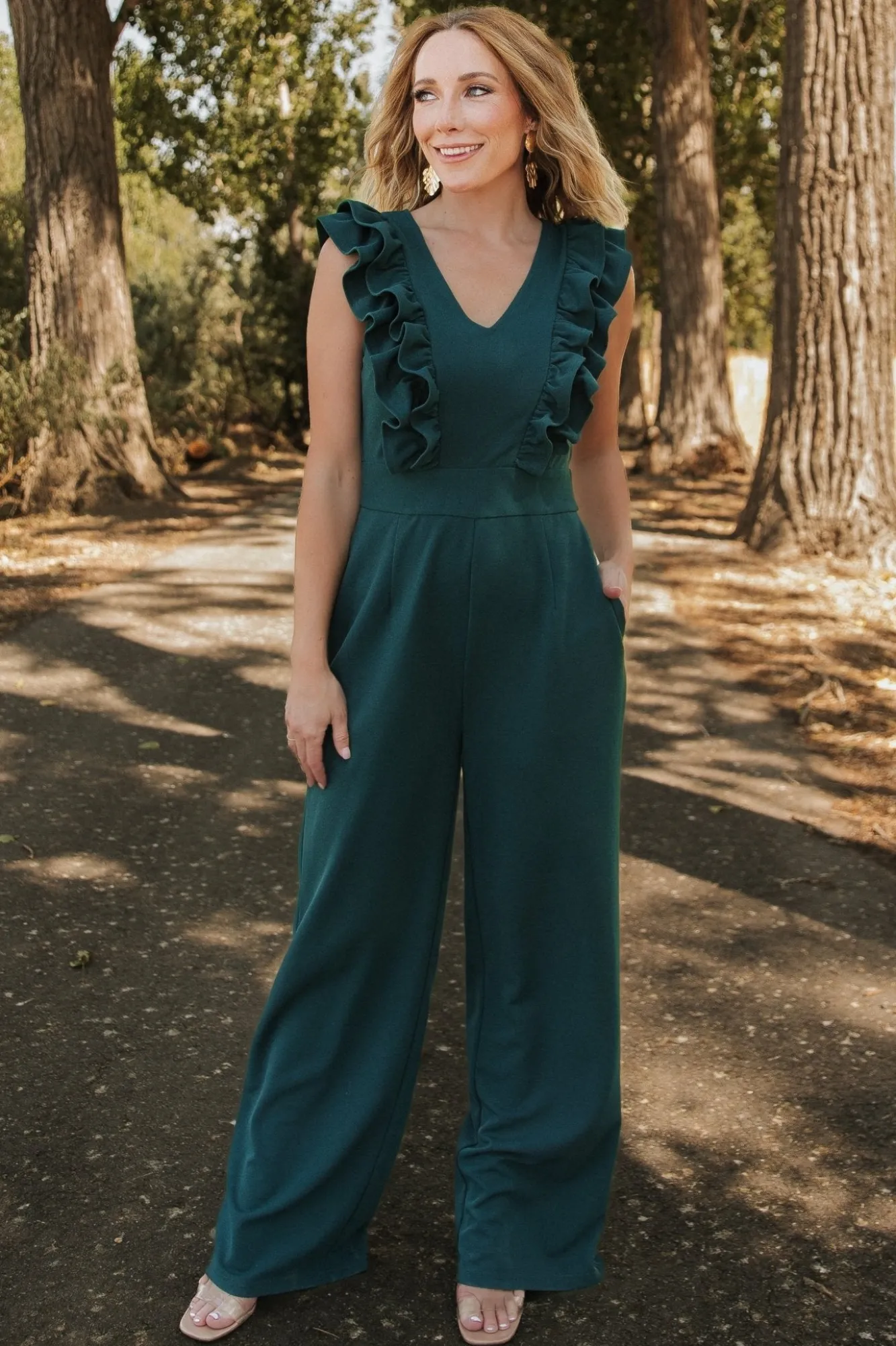 Baltic Born Descanso Ruffle Jumpsuit | Dark Green
