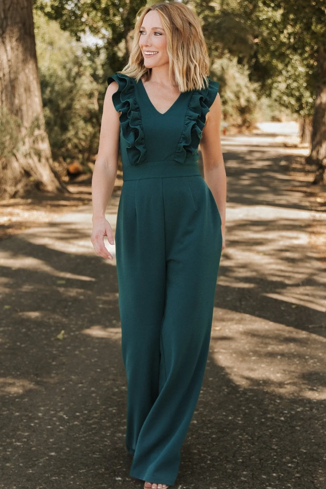 Baltic Born Descanso Ruffle Jumpsuit | Dark Green