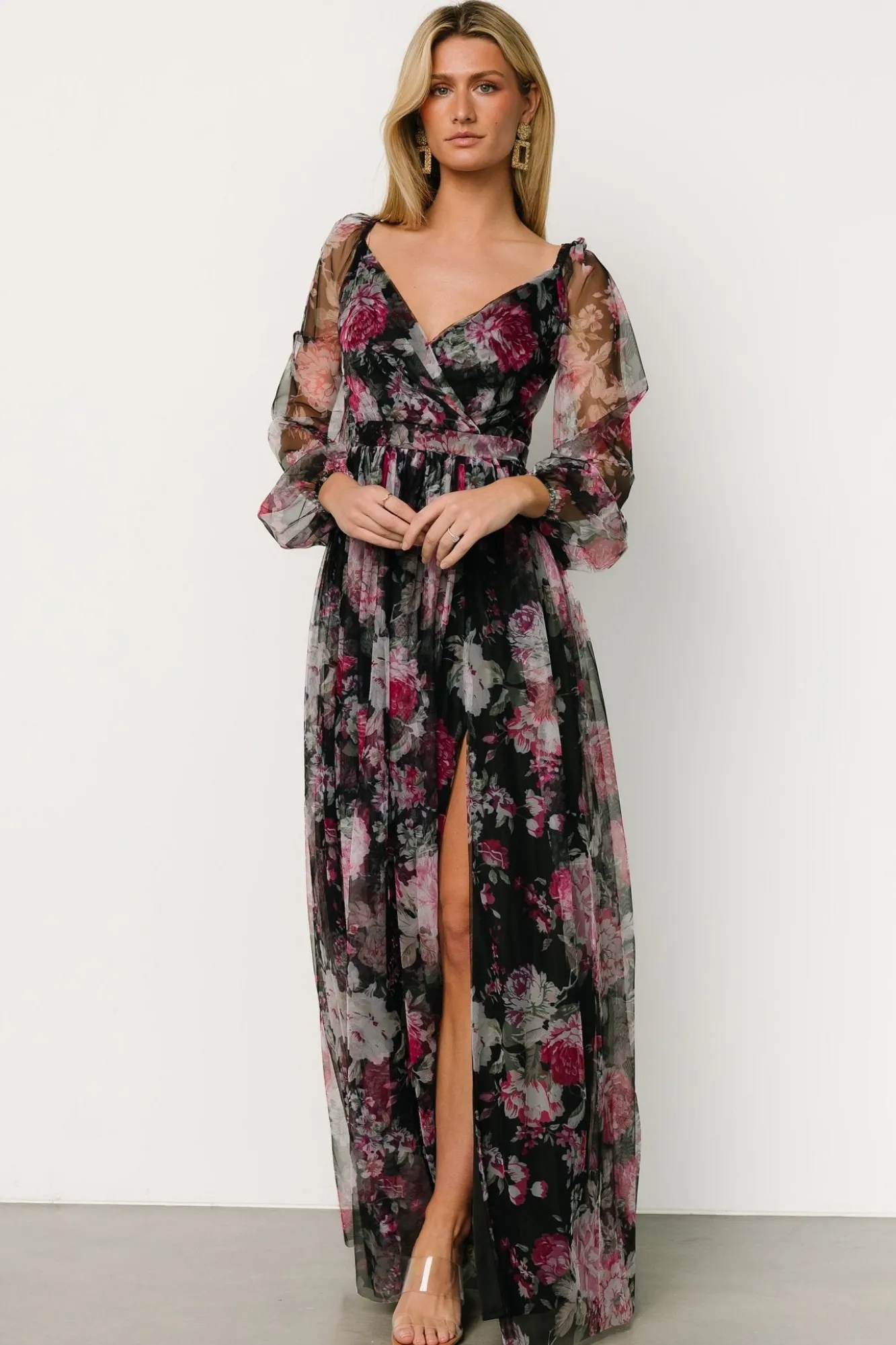 Baltic Born Desiree Tulle Maxi Dress | Black + Fuchsia