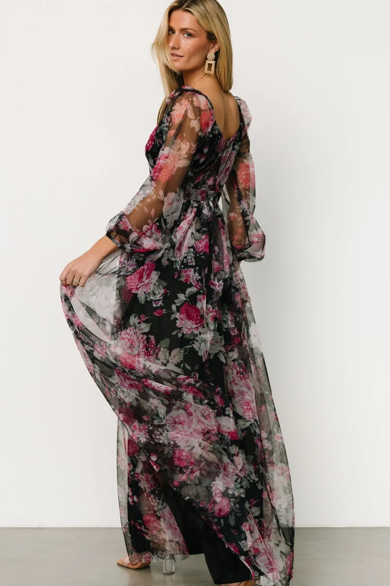 Baltic Born Desiree Tulle Maxi Dress | Black + Fuchsia
