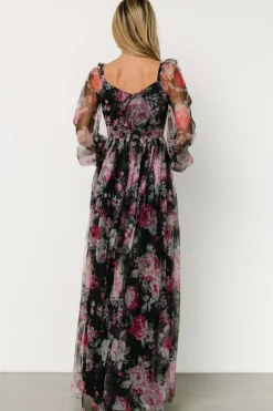 Baltic Born Desiree Tulle Maxi Dress | Black + Fuchsia