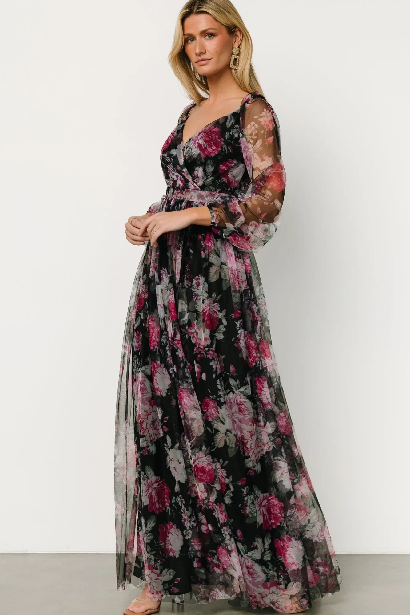 Baltic Born Desiree Tulle Maxi Dress | Black + Fuchsia