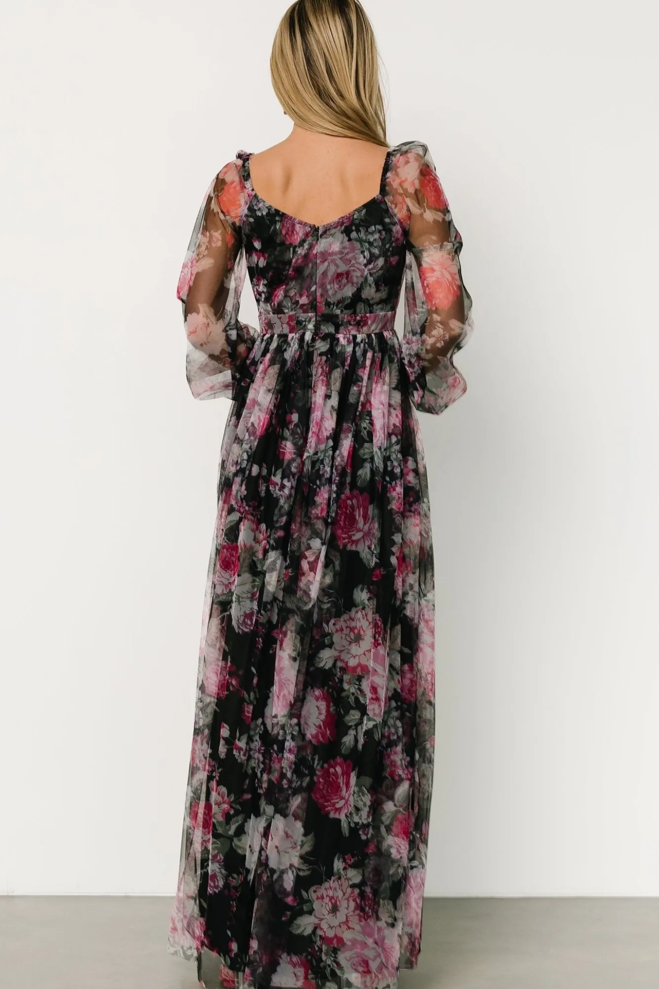 Baltic Born Desiree Tulle Maxi Dress | Black + Fuchsia