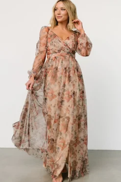 Baltic Born Desiree Tulle Maxi Dress | Taupe Floral